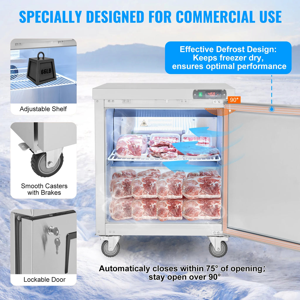 7.4 CF Commercial Frozen Refrigerator Sandwich/Salad Prep Table
