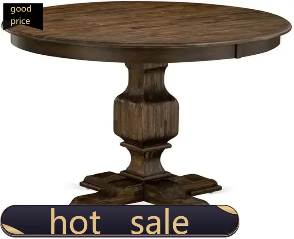 Round Wooden Table-Top Pedestal Base, 48x48
