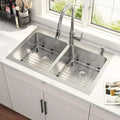 33x22 Drop-In Double Bowl Sink 16 Gauge Stainless