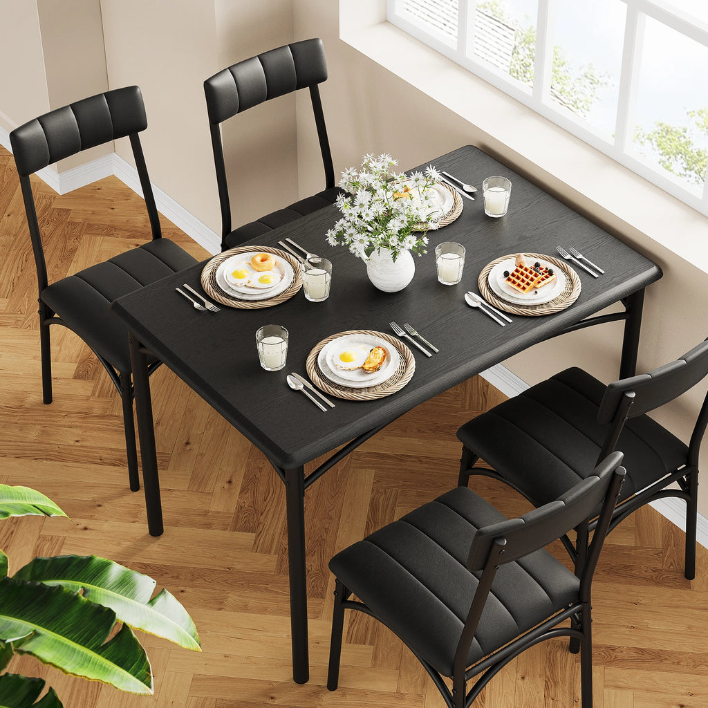 5-Piece Modern Table/Chairs 4 Upholstered