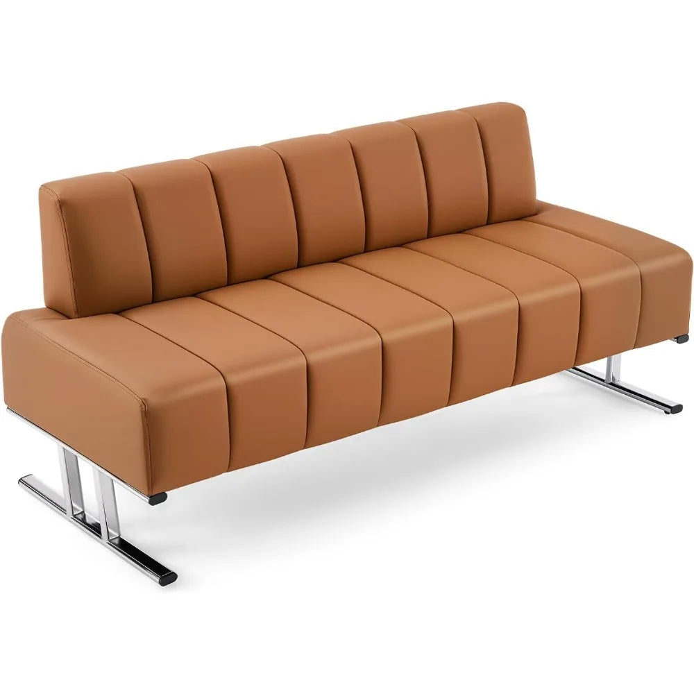 59" Faux Leather Lobby Office Sofa