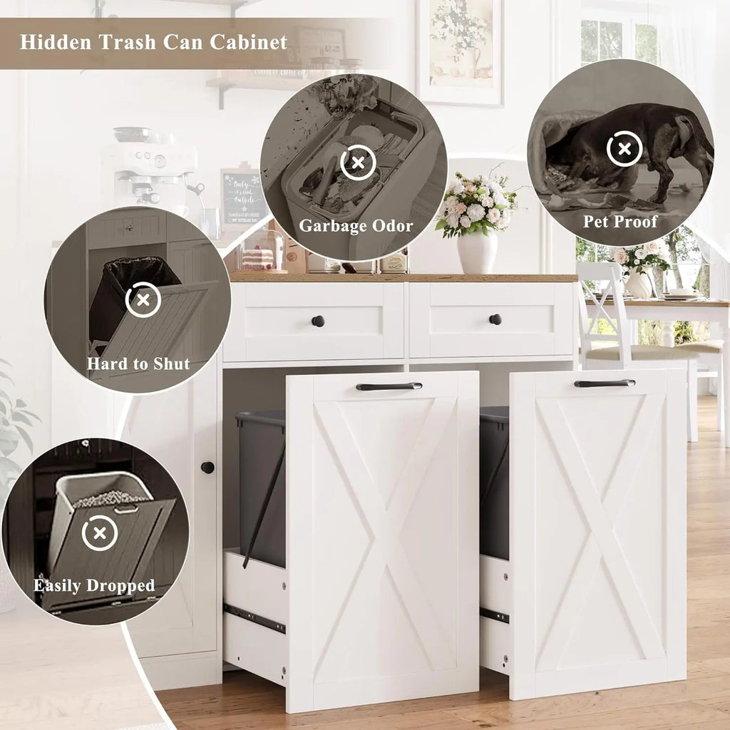 12.5 Gal Kitchen Double Trash Cabinet, 47"