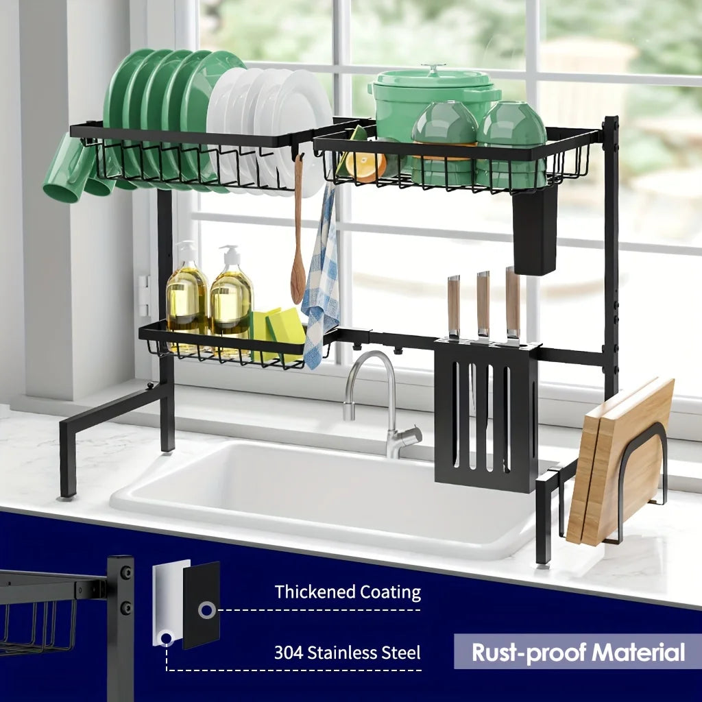 Adjustable Dish Rack - Over-the-Sink Stainless Steel