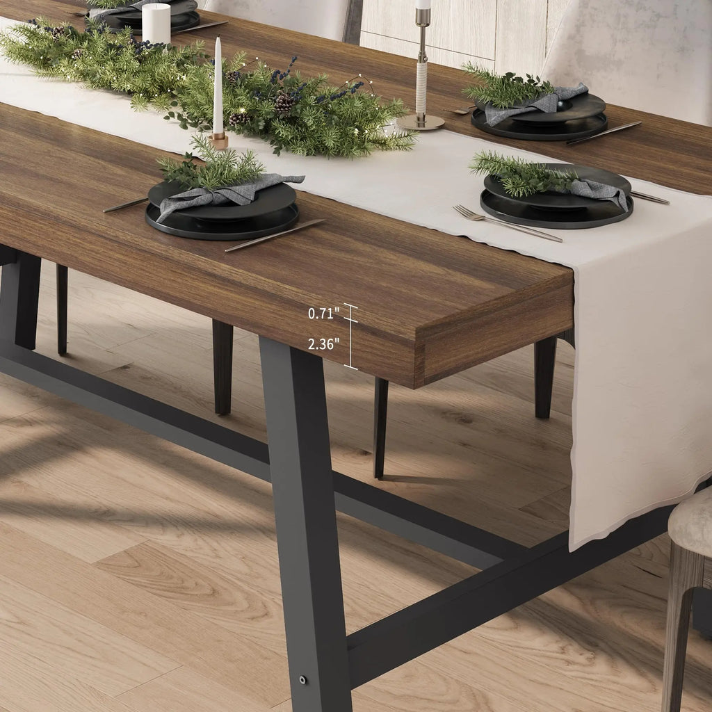 70.87" Industrial For 6-8, Wooden Rectangular