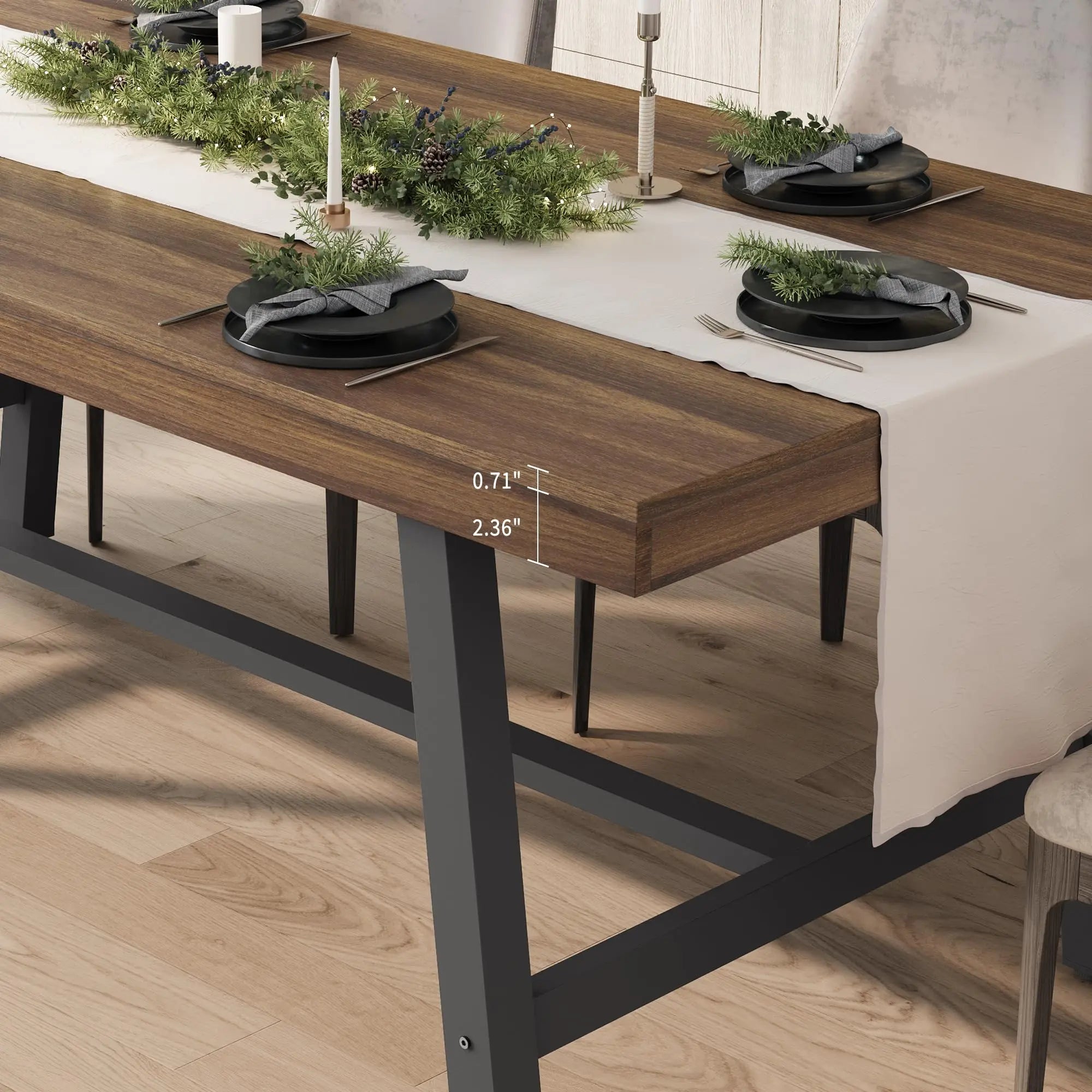70.87" Industrial For 6-8, Wooden Rectangular