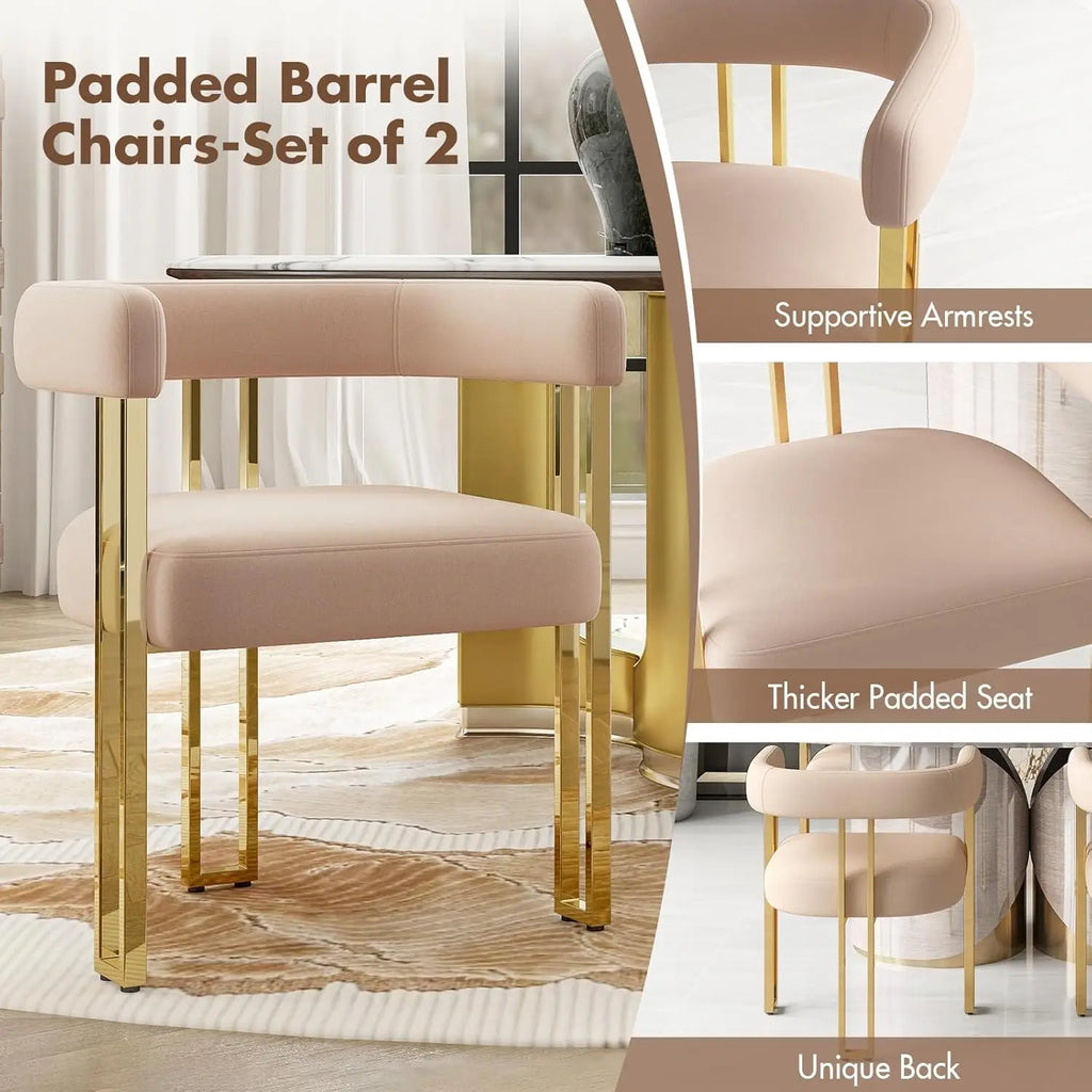 2 Velvet Khaki Gold Metal Legs