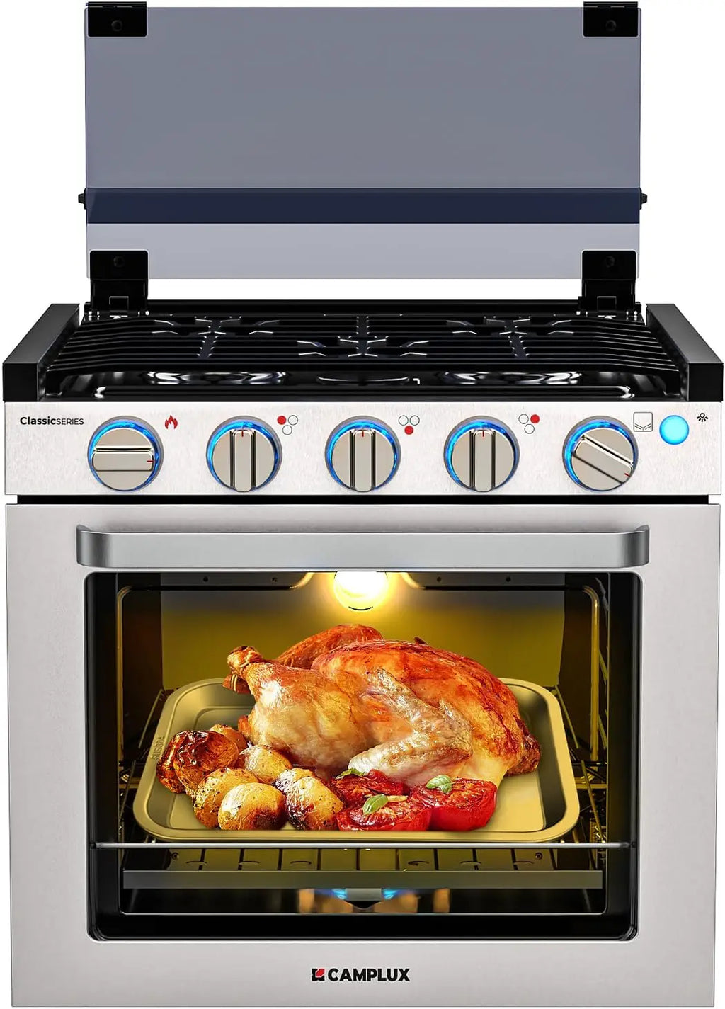 Propane Range 21' with 3 Burners, Stainless Steel RV Oven
