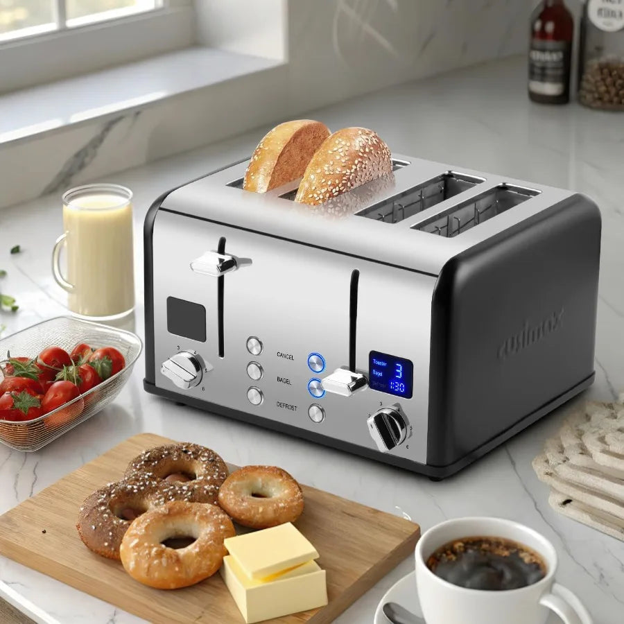 4 Slice Toaster, LED Display, Stainless