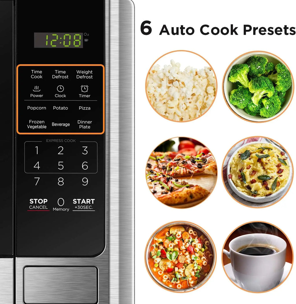 Digital Microwave, Turntable, Stainless, 0.9 CF