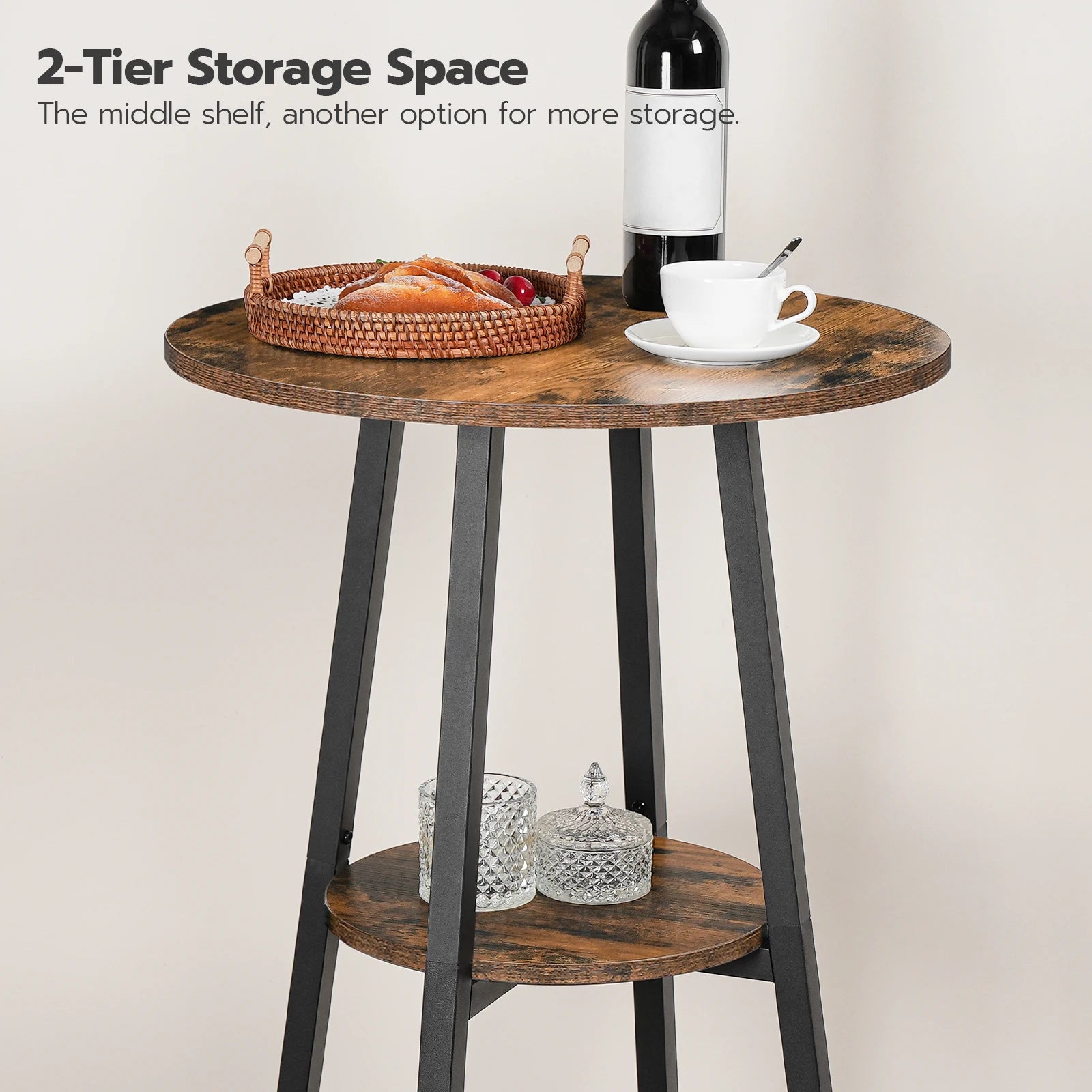 2-Tier Bistro Table w/ Storage 37.4"