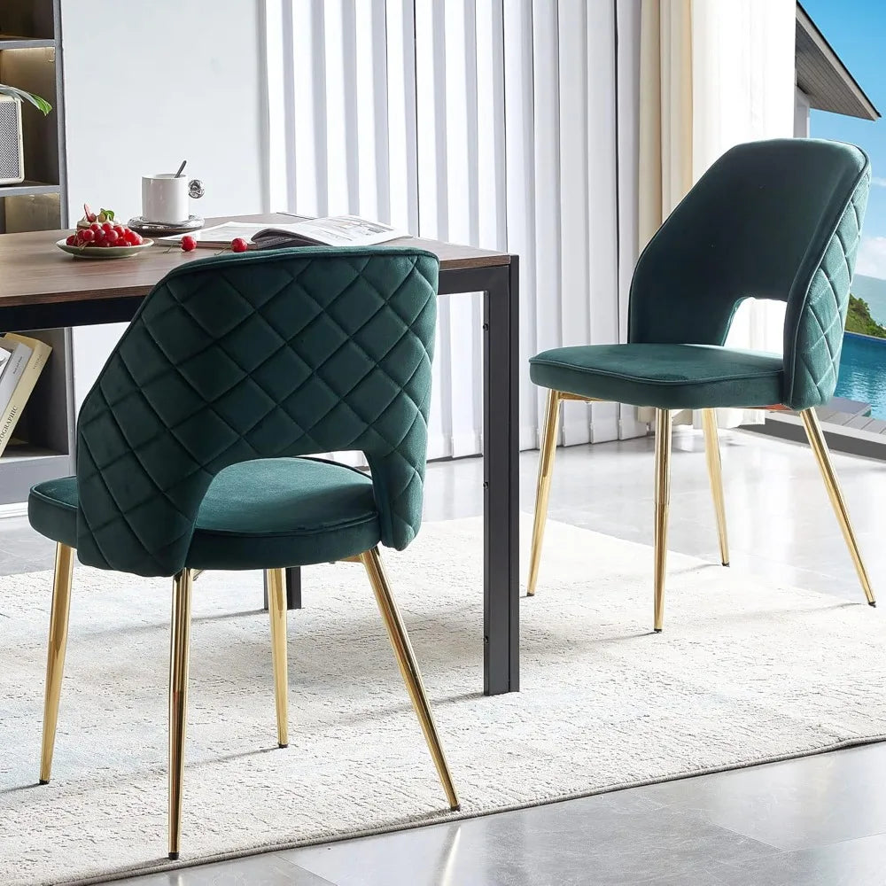 2 Forest Green Velvet Upholstered