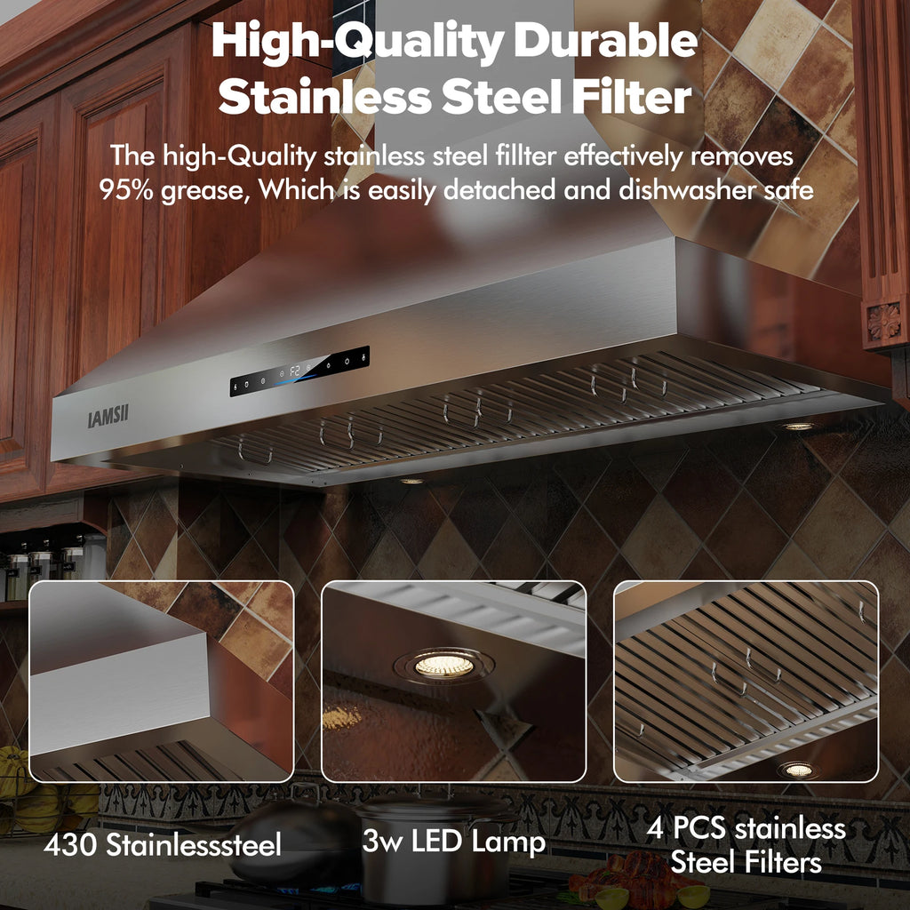 Wall Mount Range Hood 48 inch, 1200 CFM