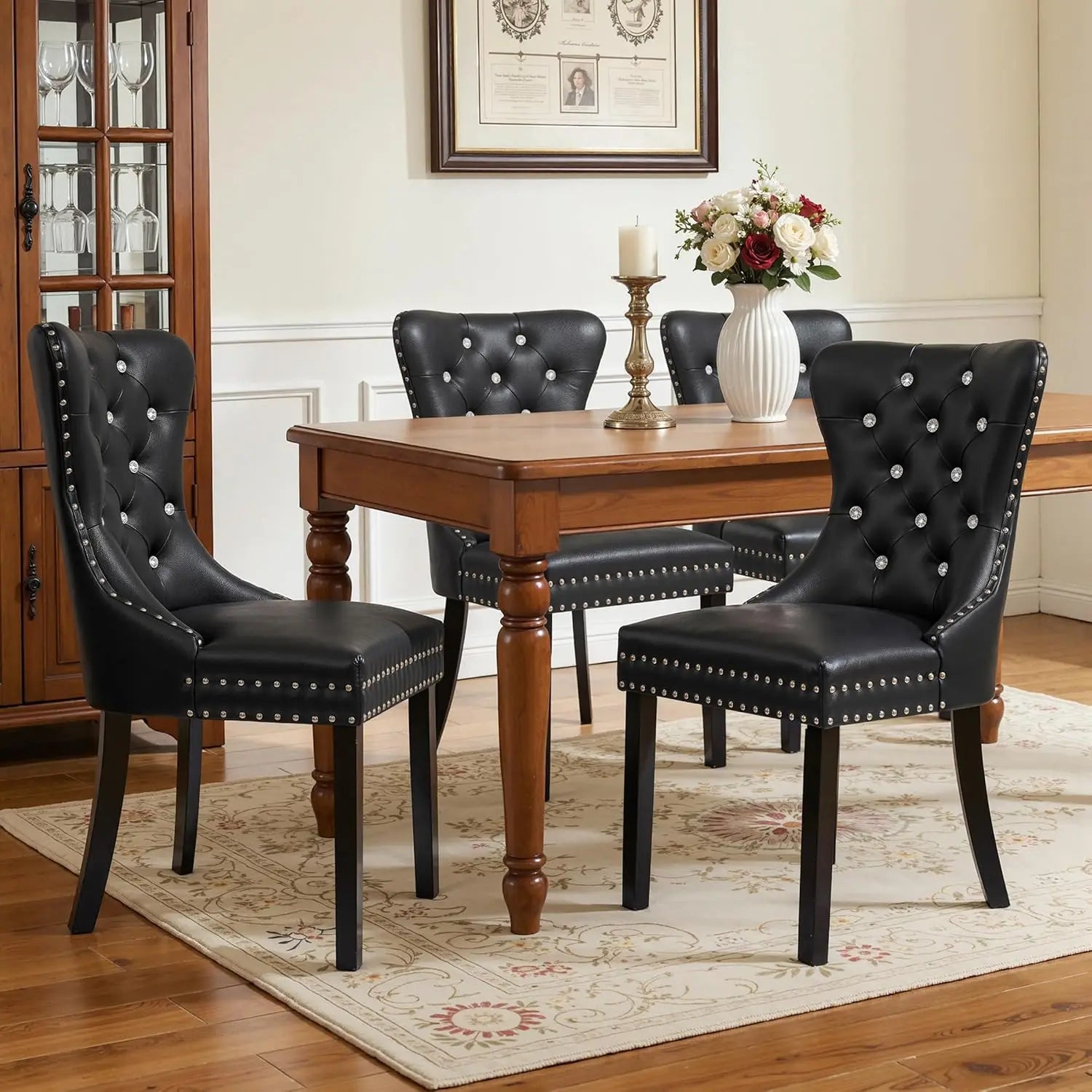 4 Faux Leather Upholstered Modern