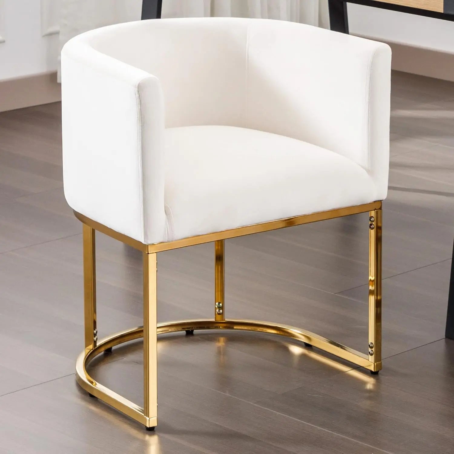 Faux Leather Upholstered Barrel Metal Frame