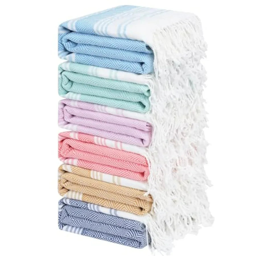 6 Oversized Stripe Turkish Beach Towel 74"x38"