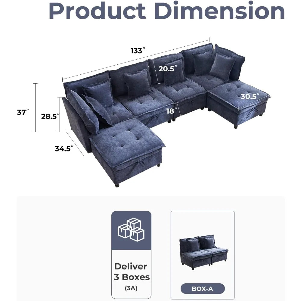 133'' Modular Sectional U-Shaped