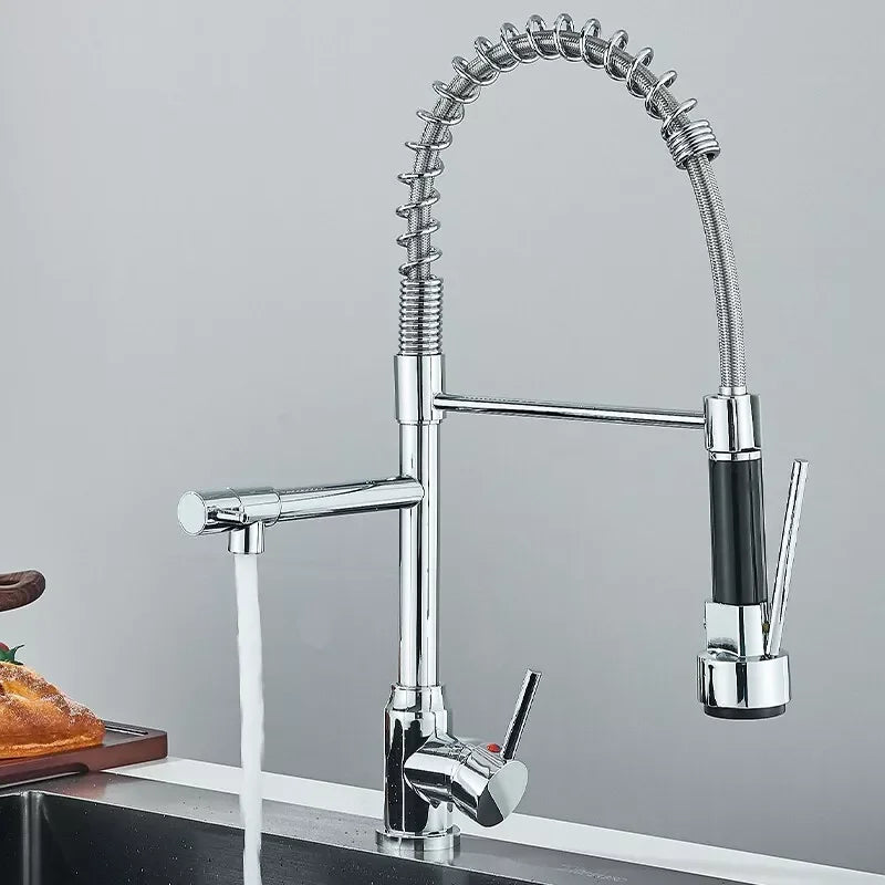 Chrome Brass Pull Down Hot and Cold Water