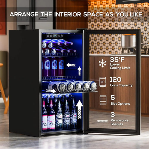 130-Can Beverage Cooler W/Glass Door,