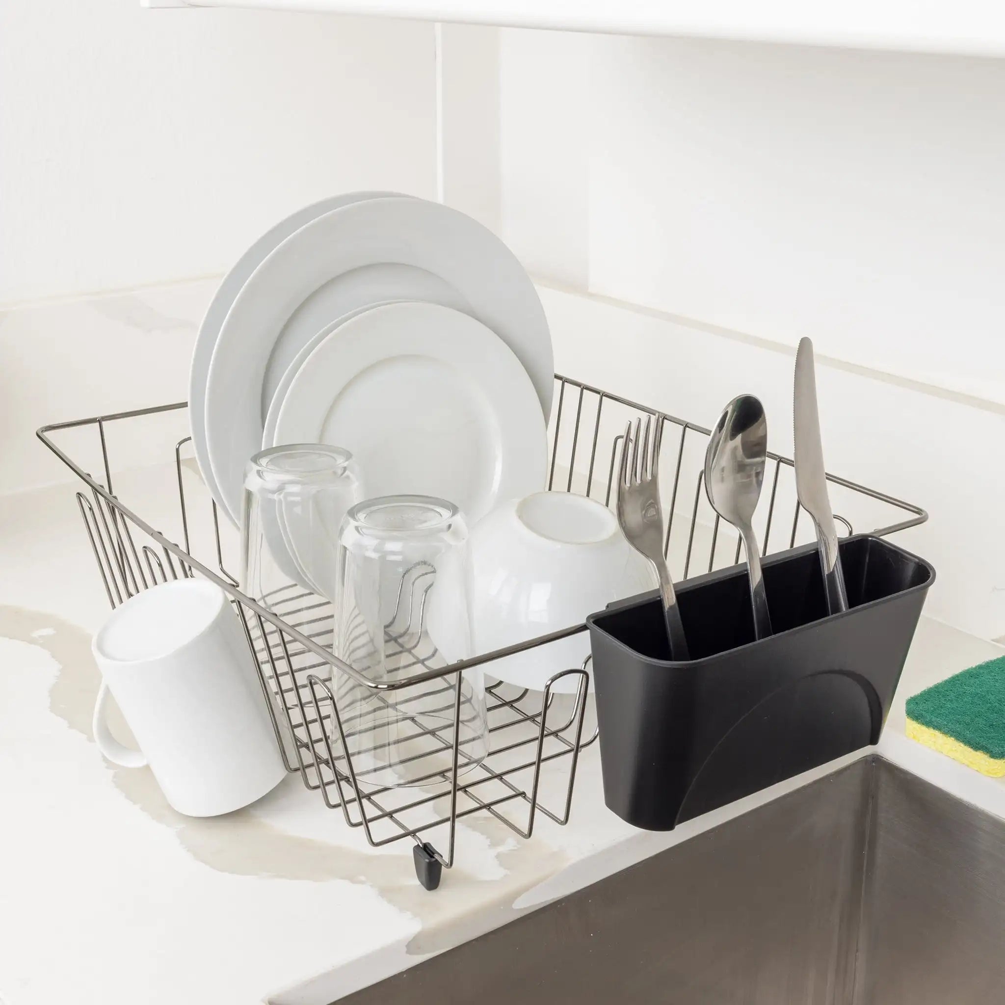 Large Wire Dish Rack Black/Chrome