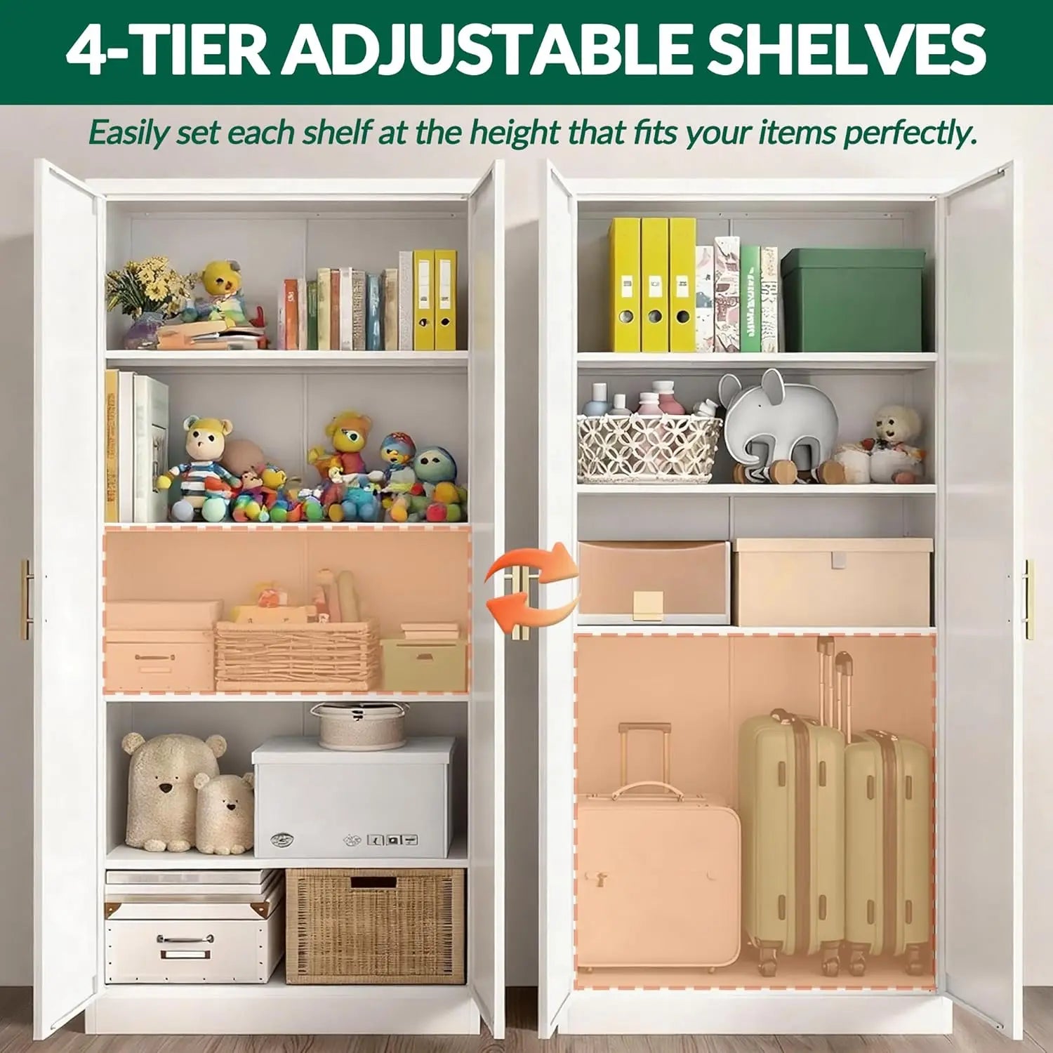 White Pantry Cabinet 71" Tall Metal
