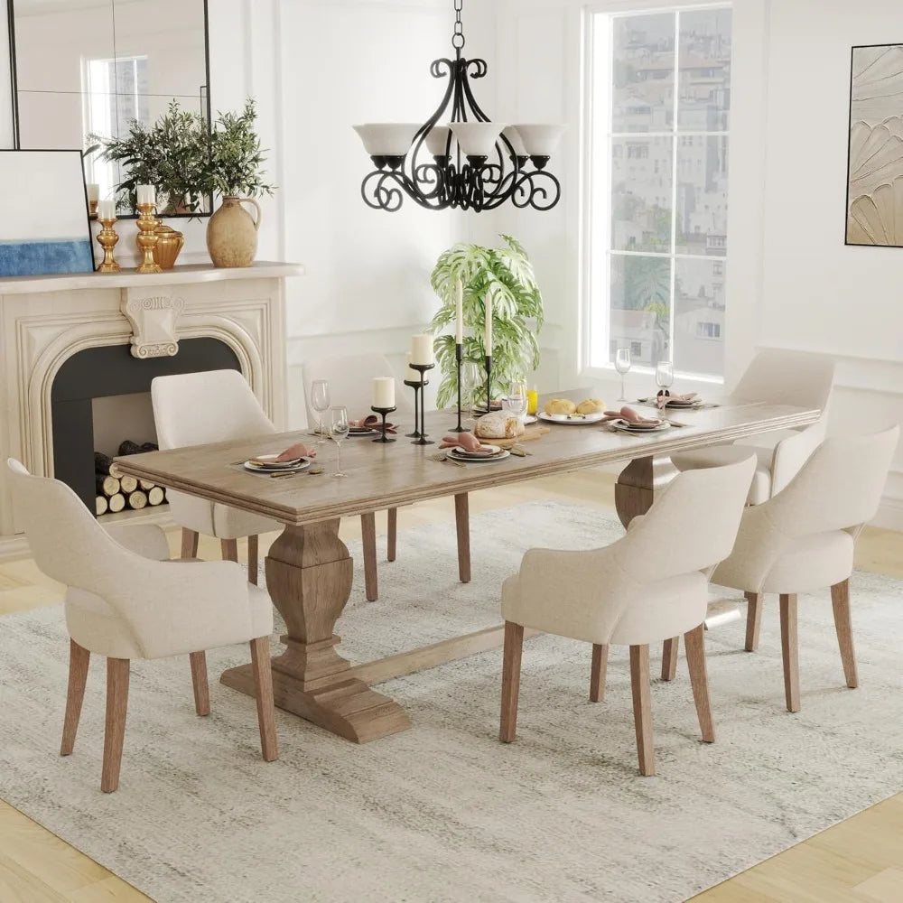 2 Linen Upholstered, Wood legs