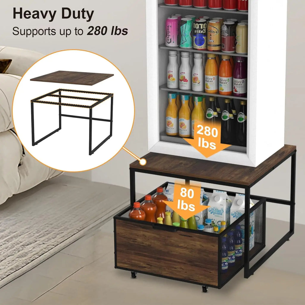 Heavy-Duty Mini Fridge Stand W/Drawer