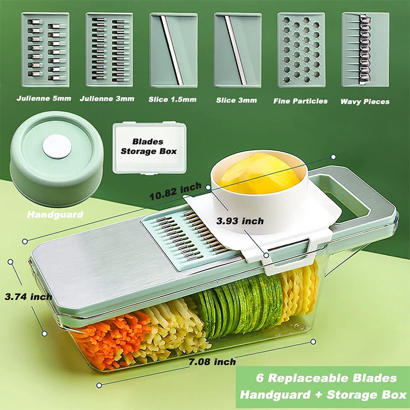6 in 1 Vegetable Slicer Mandoline Interchangeable Blades