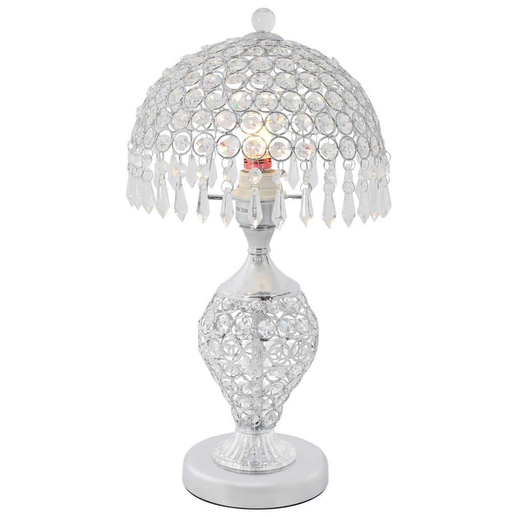Crystal Lamp Silver Iron Frame