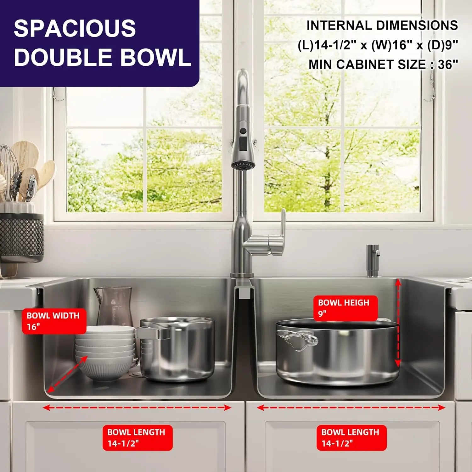 33x22 Drop-In Double Bowl Sink 16 Gauge Stainless