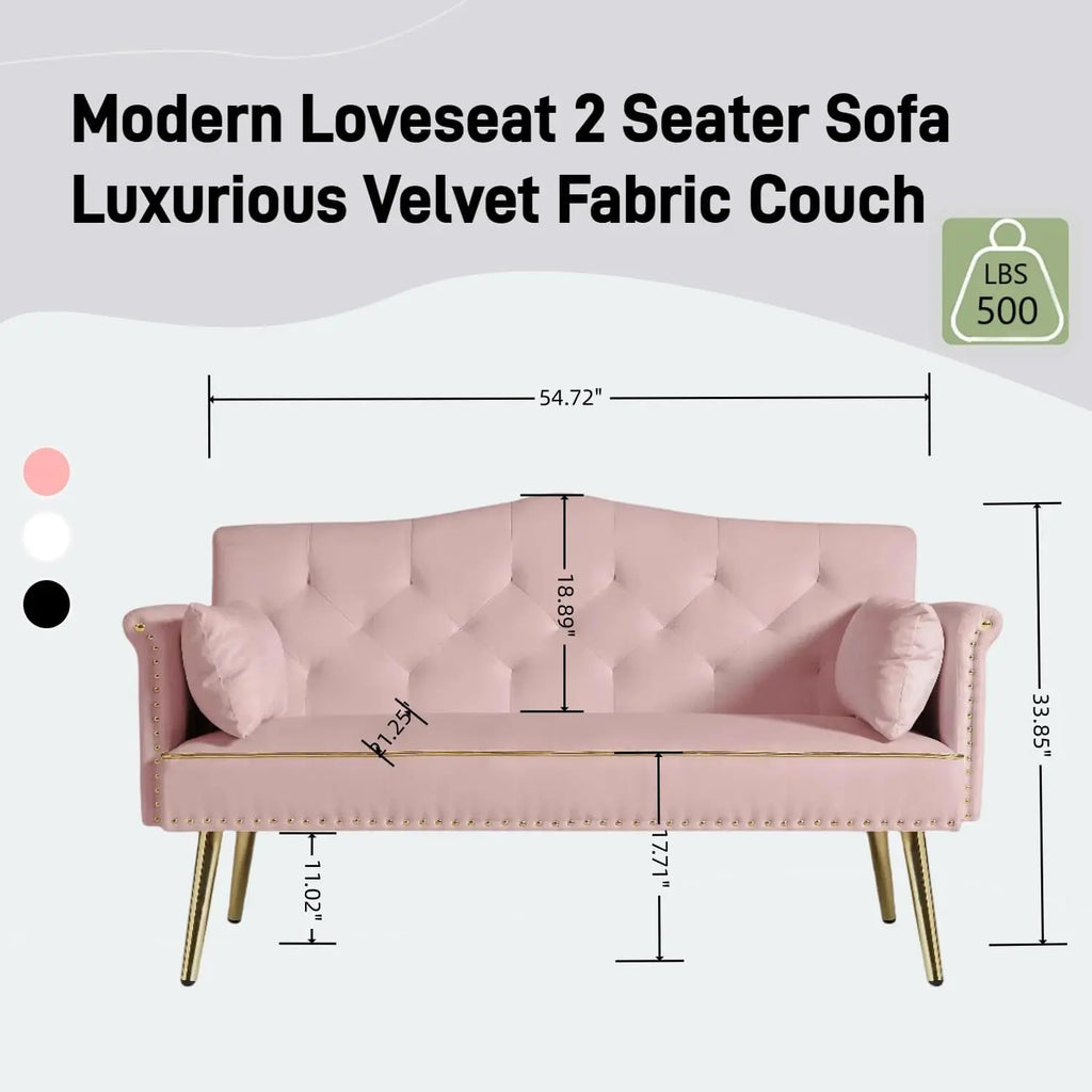 Pink 55-inch Velvet Loveseat