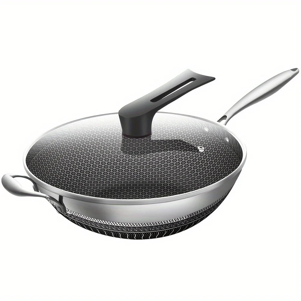 Stainless Steel Wok, 13.3 Inch Non-Stick Stir-fry