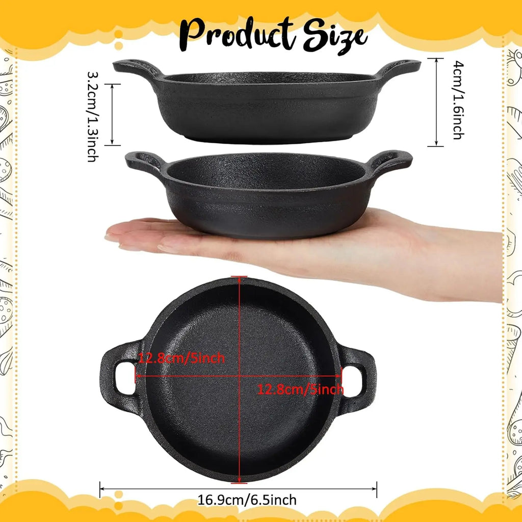 20 Pack Mini Cast Iron Skillets, 5x5 Inch Oven-Safe