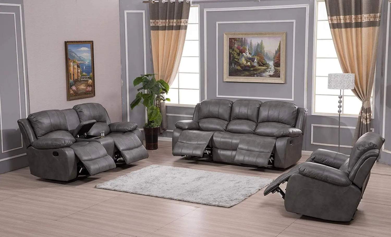 3PC Bonded Leather Reclining Set