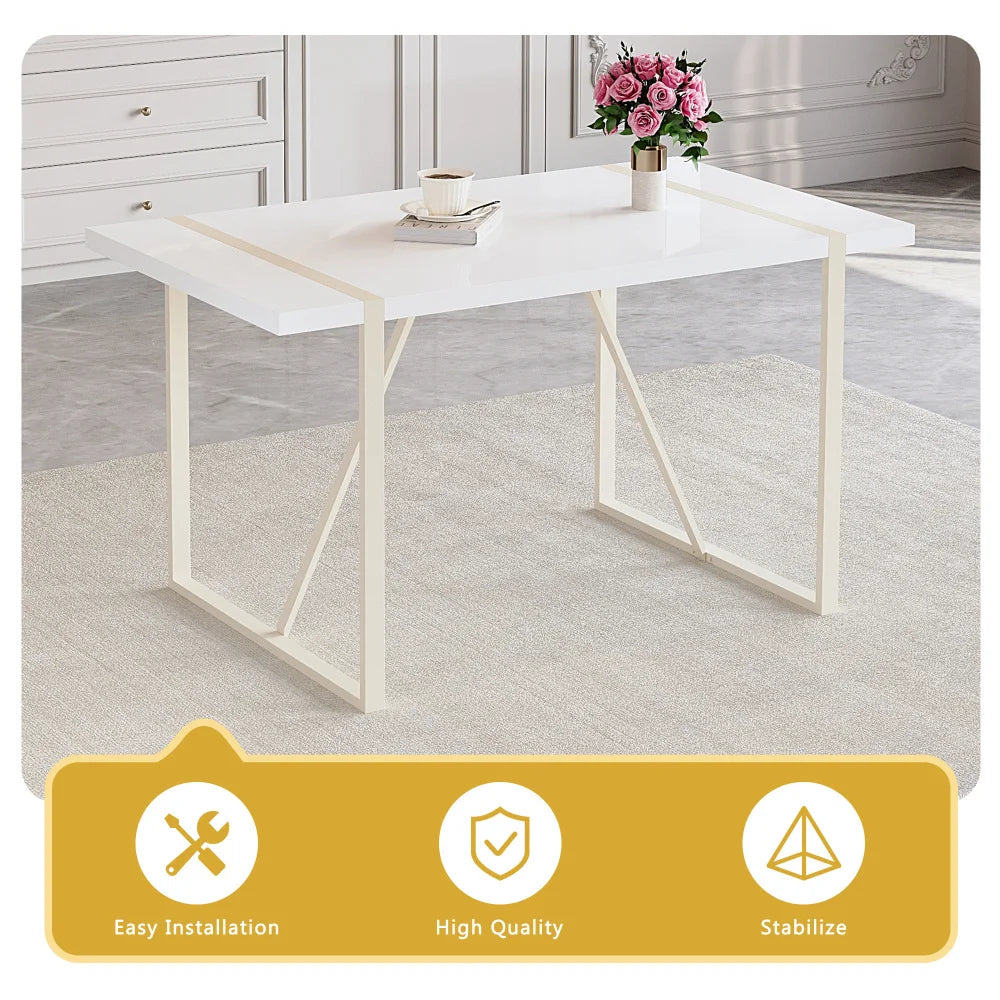 55"x31.4" set w/6 chairs Cream-Style MDF