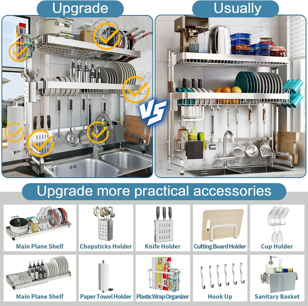 3-Tier Adjustable Stainless Steel Over-Sink