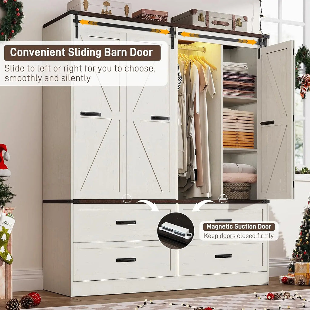Farmhouse 4-Door Armoire w/Sliding Door