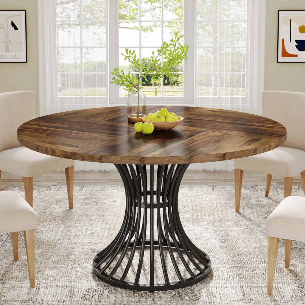 47" Round for 4 Farmhouse Wooden Texture