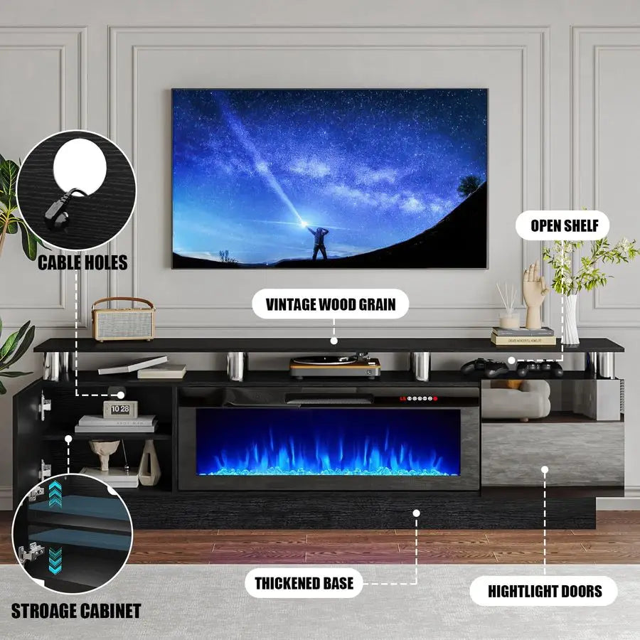 36" Fireplace wup-to/80" TV Luxury LED