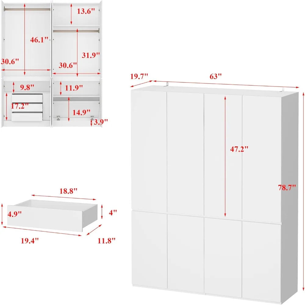 Armoire Wardrobe Closet w/Hidden Storage
