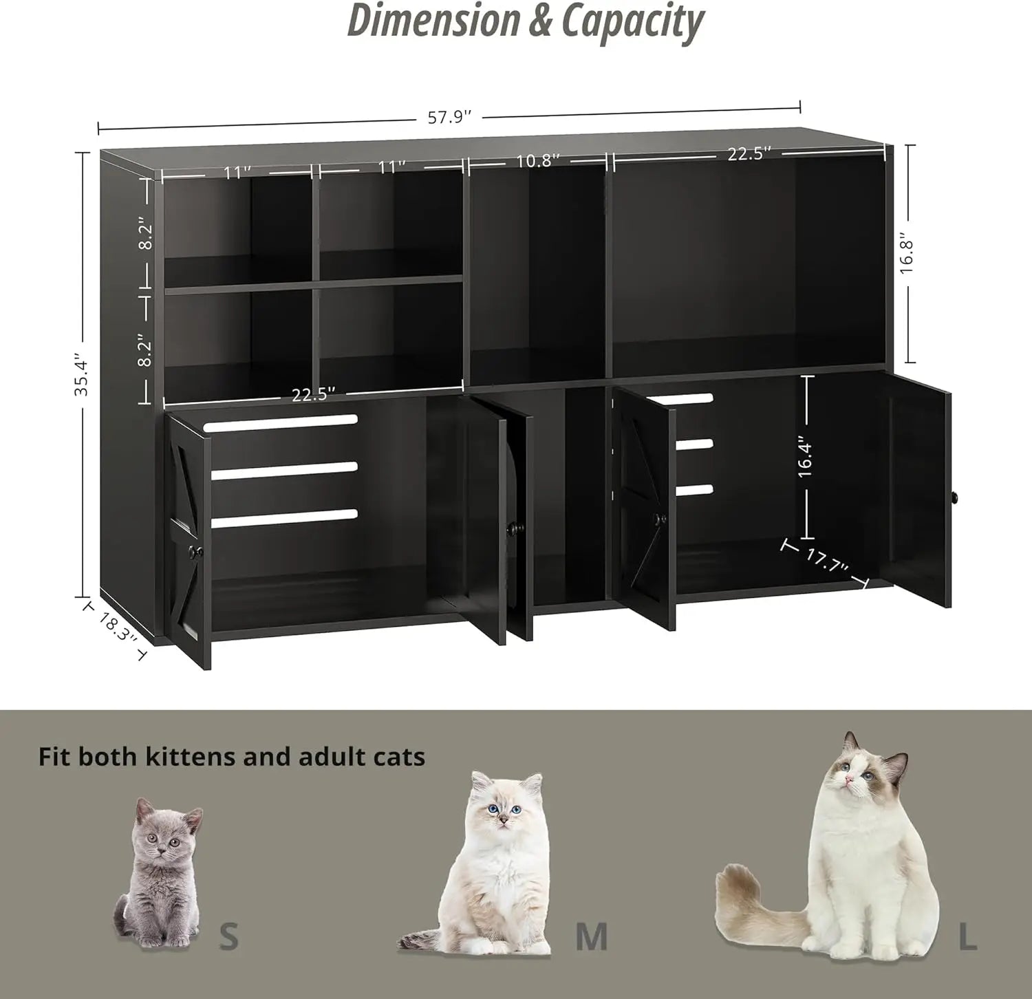 Cat Litter Box Enclosure for 2