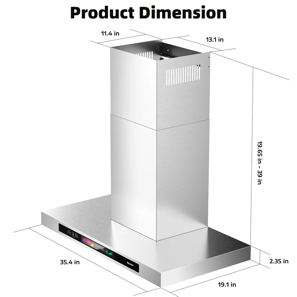 30/36" Wall Mount Range Hood 900 CFM Stainless