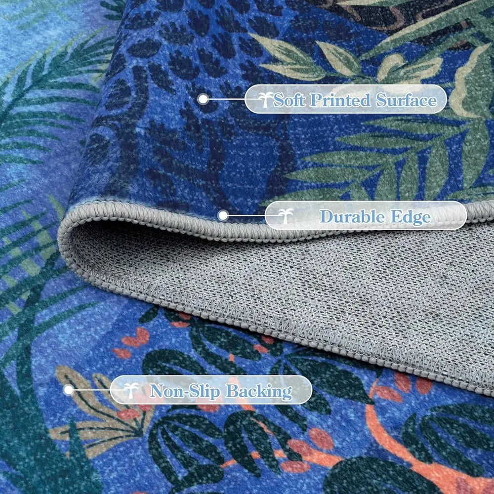 5x7 Washable Jungle Animal Blue