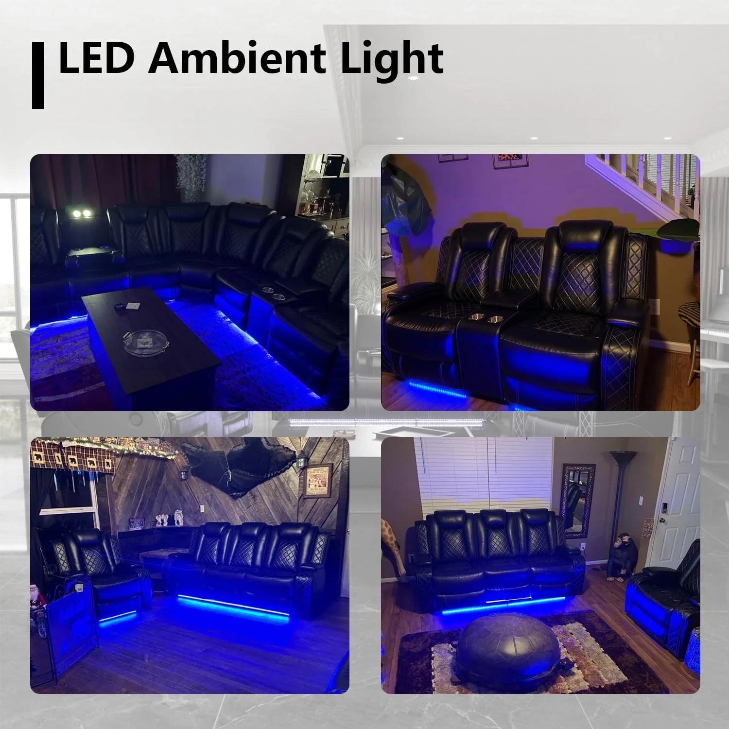 Leather Power Recliner Set W/LED