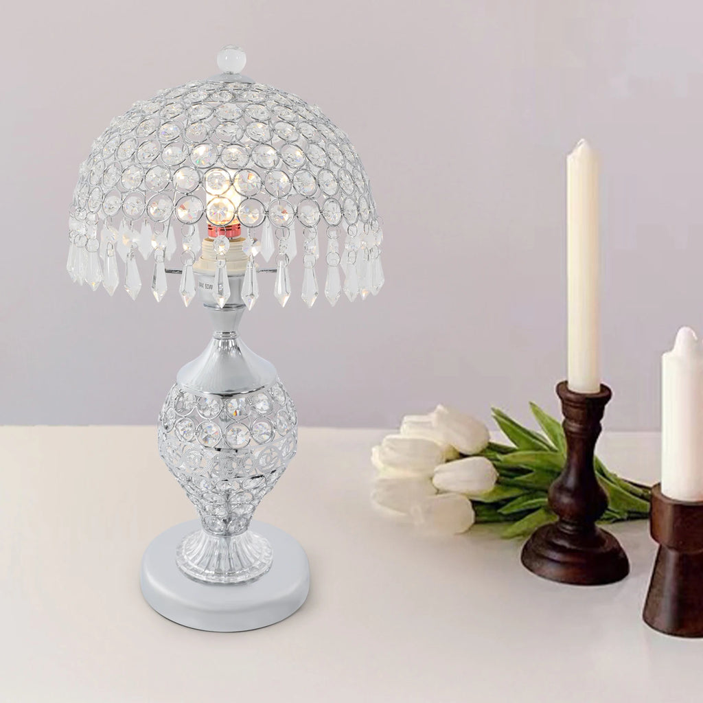 Crystal Lamp Silver Iron Frame