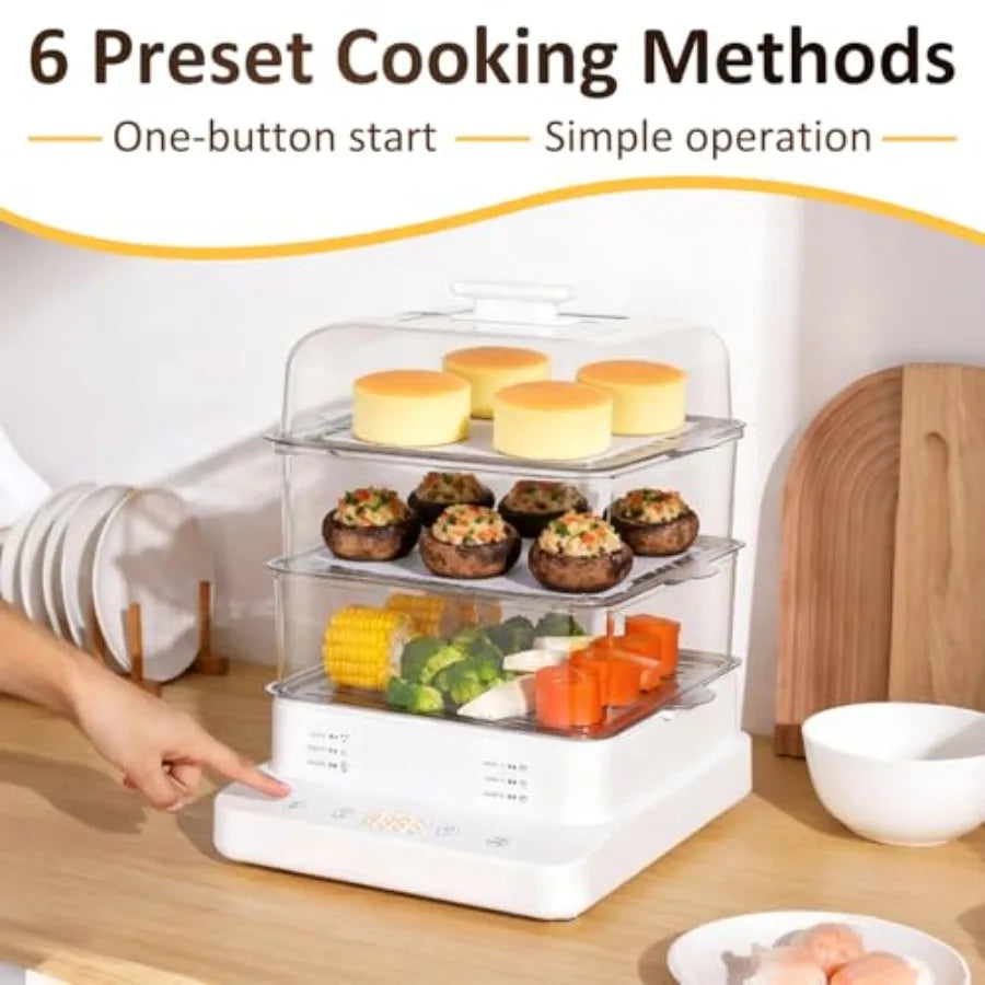 22L/23QT Electric Food Steamer 3 Layers 800W Commercial