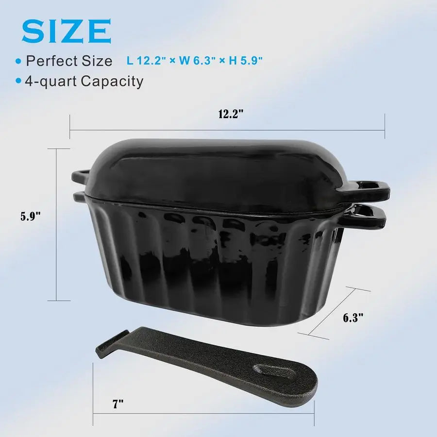 Oven Enameled Cast Iron Bread Pan W/Lid