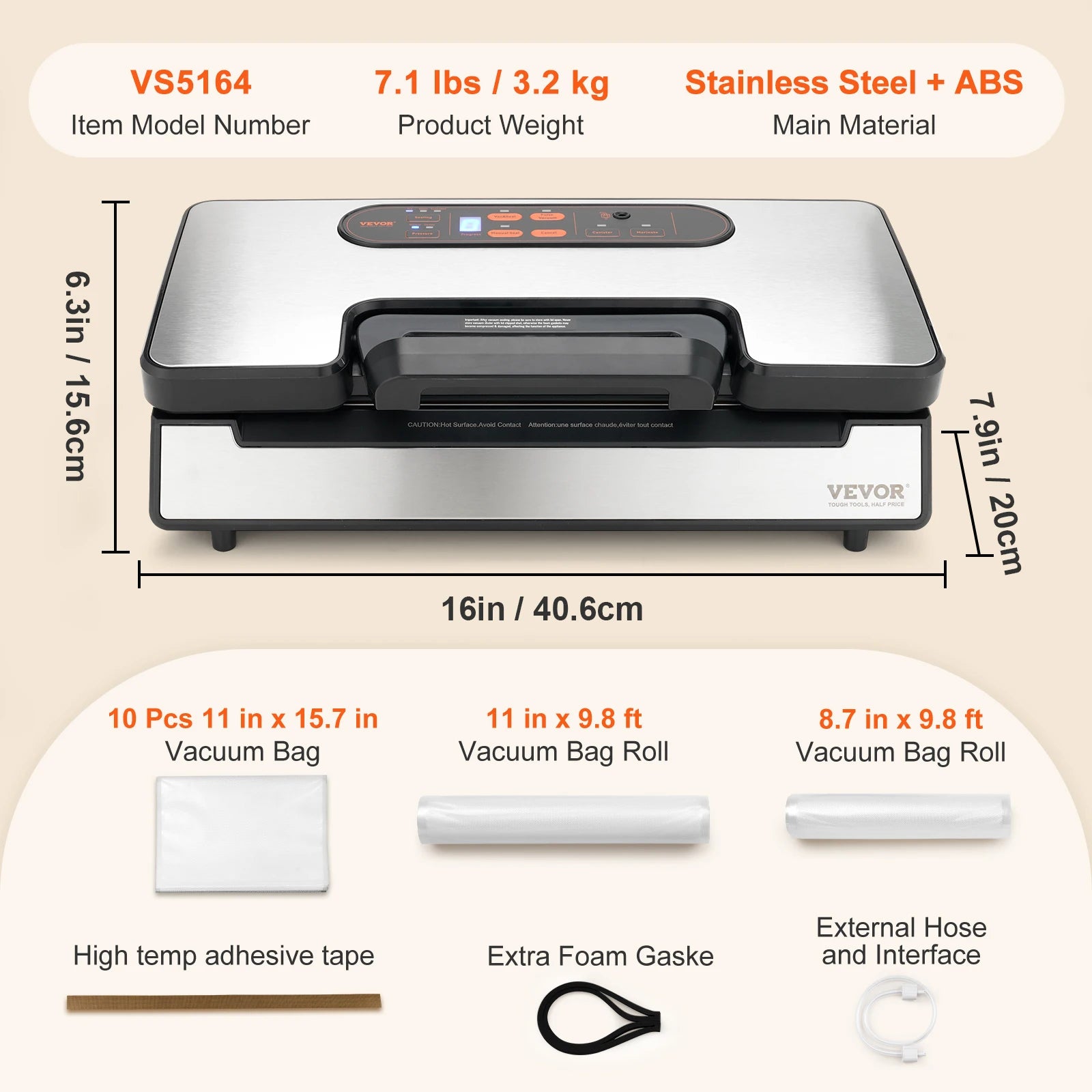 90Kpa 130W Vacuum Sealer Food Packaging Machine