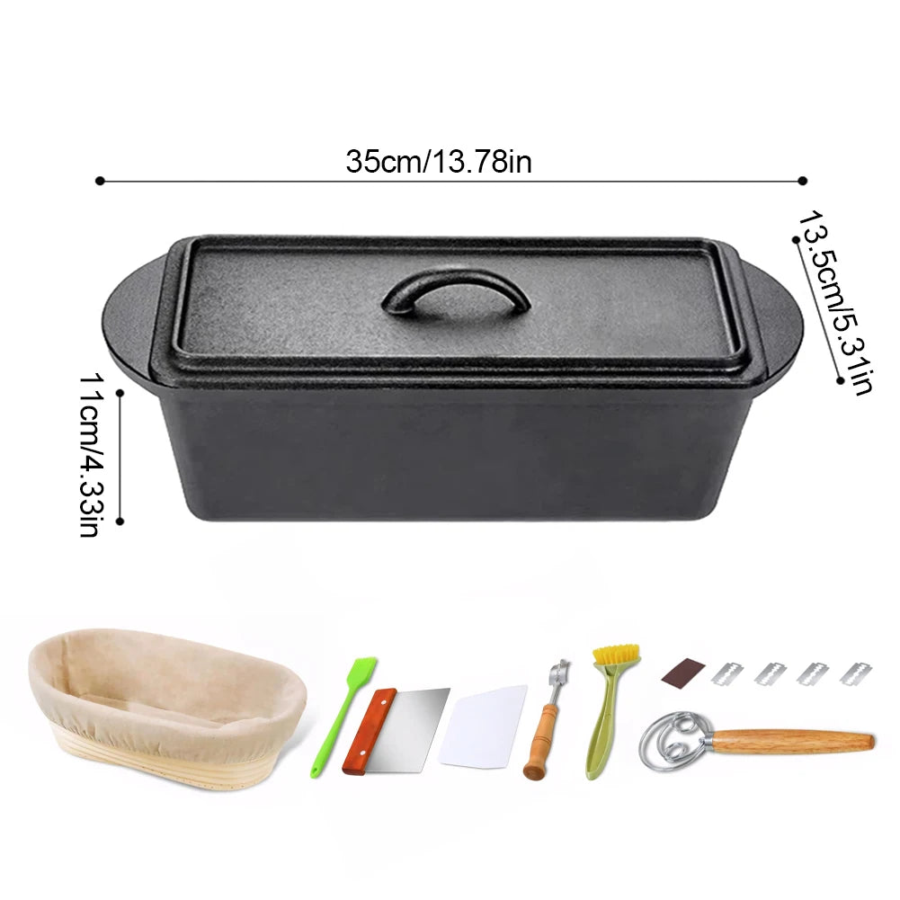 Iron Rectangular Cast Iron Bread-Pan W/Lid