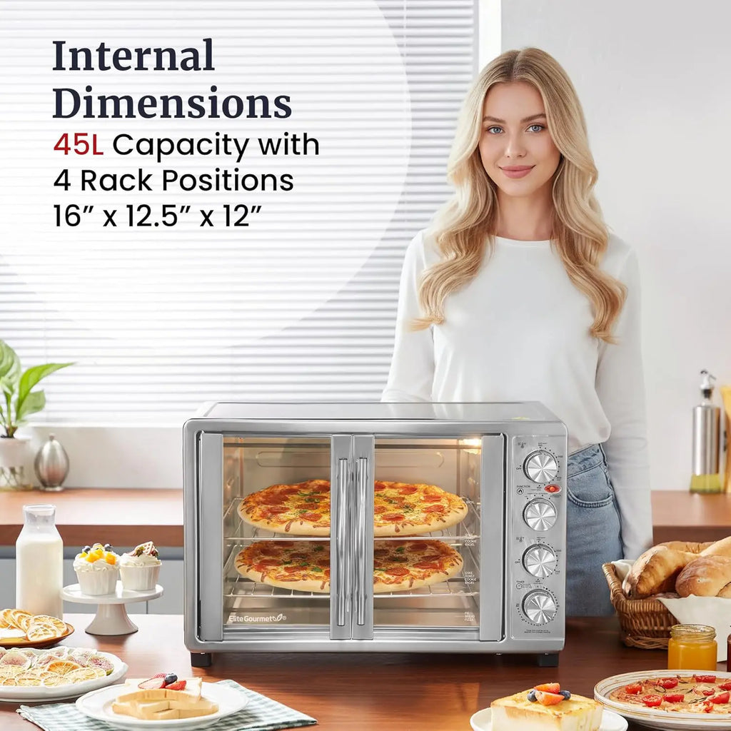 French Door 47.5Qt, 18-Slice Convection Oven Rotisserie