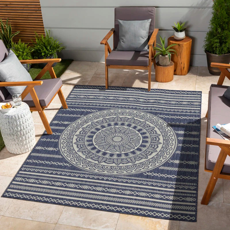 5'3"x7'3" Sunshine Blue Indoor/Outdoor